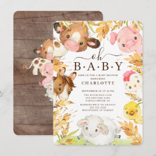 Oh Baby Farm Animals Dusche Einladung