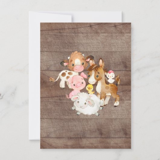 Oh Baby Farm Animals Dusche Einladung (Rückseite)