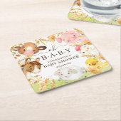 Oh Baby Farm Animals Square Paper Untersetzer (angewinkelt)