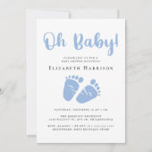 Oh Baby Feet Blue Baby Boy Dusche Einladung (Vorderseite)