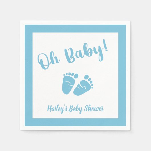 Oh Baby Feet | Boy Blue Baby Dusche Serviette (Vorderseite)