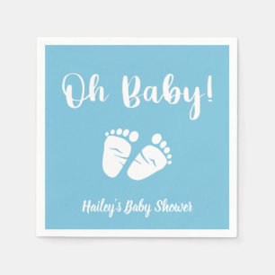 Oh Baby Feet Boy Blue White Baby Dusche Serviette