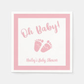 Oh Baby Feet | Girl Pink Babydusche Serviette (Vorderseite)
