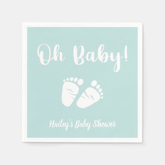 Oh Baby Feet Mint Green Baby Dusche Serviette (Vorderseite)