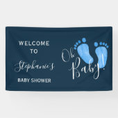 Oh Baby Feet Navy Blue Baby Dusche Begrüßung Banner (Horizontal)