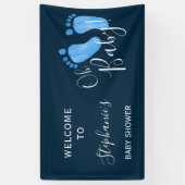 Oh Baby Feet Navy Blue Baby Dusche Begrüßung Banner (Vertikal)