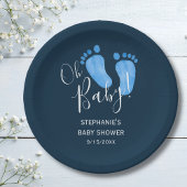 Oh Baby Feet Navy Blue Baby Dusche Pappteller