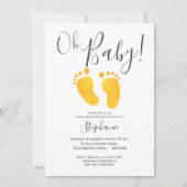 Oh Baby Feet Yellow Baby Dusche Einladung (Vorderseite)