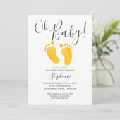 Oh Baby Feet Yellow Baby Dusche Einladung (Stehend Vorderseite)