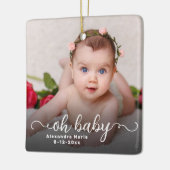 Oh Baby First Christmas Doppelseitiges Foto Keramikornament (Links)