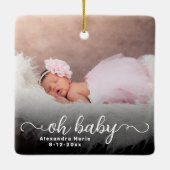 Oh Baby First Christmas Doppelseitiges Foto Keramikornament (Rückseite)