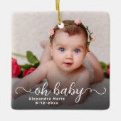Oh Baby First Christmas Doppelseitiges Foto Keramikornament (Vorderseite)