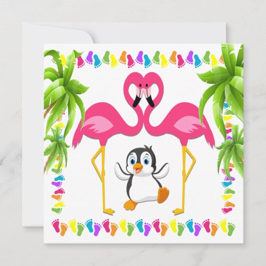 Oh Baby Flamingo Einladung (Vorderseite)