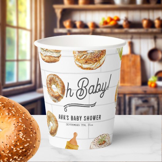 Oh Baby Flaschen & Bagels Baby Dusche Brunch Pappbecher