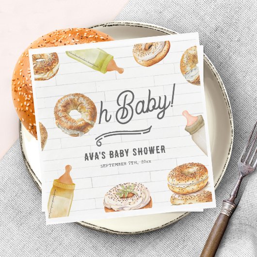 Oh Baby Flaschen & Bagels Baby Dusche Brunch Serviette