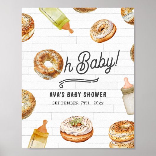 Oh Baby Flaschen & Bagels Baby Dusche Willkommen Poster (Vorne)