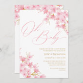 Oh Baby Floral Baby Shower Cherry Blossom Einladung (Vorne/Hinten)