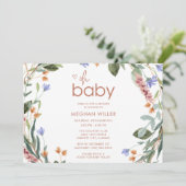 Oh Baby Floral Baby Shower Einladung (Stehend Vorderseite)