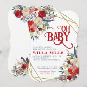 Oh Baby Floral Baby Shower Einladung (Vorne/Hinten)