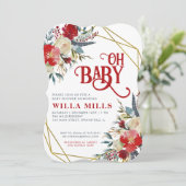 Oh Baby Floral Baby Shower Einladung (Stehend Vorderseite)