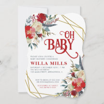 Oh Baby Floral Baby Shower Einladung