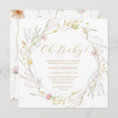 Oh Baby Floral Baby Shower Spring wildflowers Einladung (Vorne/Hinten)