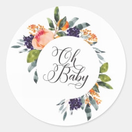 Oh Baby Floral Baby Shower Stickers