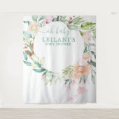 Oh Baby Floral Botanical Wreath Baby Dusche Wandteppich (Vorderseite)