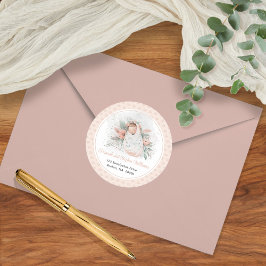 Oh Baby Floral Girl Babydusche Rücksendeadresse Runder Aufkleber