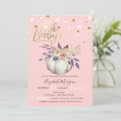 Oh Baby Floral Pumpkin Stars Baby Dusche Einladung (Stehend Vorderseite)