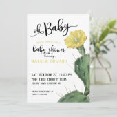 Oh Baby Floral Succulent Baby Dusche Einladung (Stehend Vorderseite)