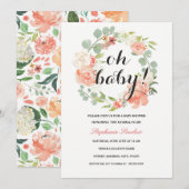 Oh Baby Floral Wreath Baby Dusche Einladung (Vorne/Hinten)