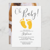 Oh Baby Foto Yellow Feet Baby Dusche Einladung (Vorne/Hinten)