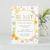 Oh Baby Fun Polka Dots Baby Dusche einladen Einladung (Stehend Vorderseite)
