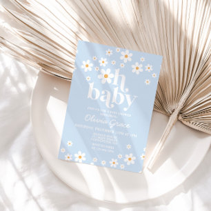 Oh Baby! Gänseblümchen hellblau Baby Shower Einladung