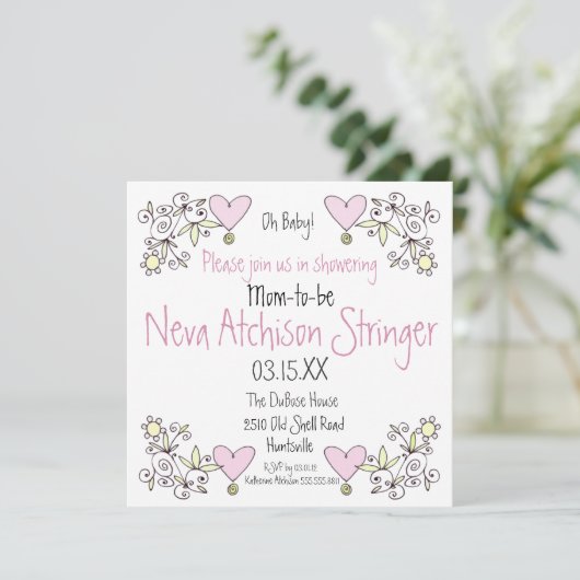 Oh, Baby! Gartendusche Einladung (Stehend Vorderseite)