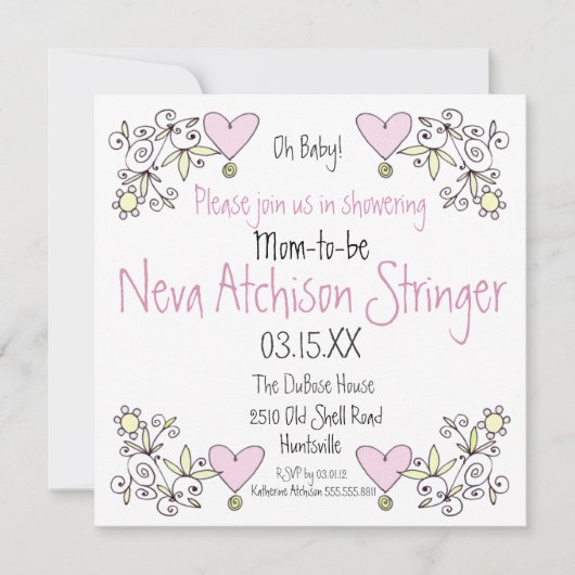 Oh, Baby! Gartendusche Einladung (Vorderseite)