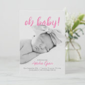 Oh, Baby! Geburtsankündigung in Rosa Save The Date (Stehend Vorderseite)