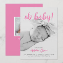 Oh, Baby! Geburtsankündigung in Rosa