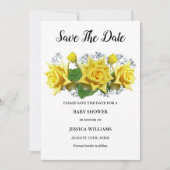 "Oh Baby" Gelbe Rosen Blumenspülung Save The Date (Vorderseite)
