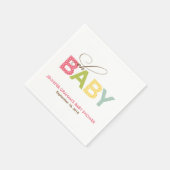 Oh Baby Gemustert Baby Dusche Napkin in Pink Serviette (Ecke)