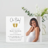 Oh Baby Gender-Neutral Baby Dusche Einladung (Stehend Vorderseite)