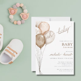 Oh Baby Gender Neutral Balloon Baby Dusche Einladung