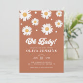 Oh Baby Gender Neutral Daisy Baby Dusche Einladung (Stehend Vorderseite)