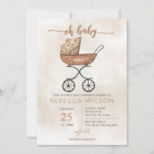 Oh Baby Gender Neutral Pram Boho Babydusche Einladung (Vorderseite)