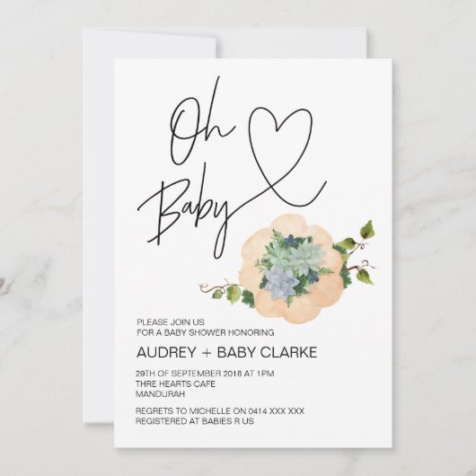 Oh Baby Gender Neutral Shower Erntedank Fall Einladung (Vorderseite)