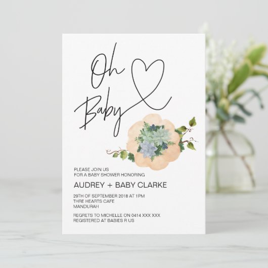 Oh Baby Gender Neutral Shower Erntedank Fall Einladung (Stehend Vorderseite)