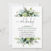 Oh Baby Gender neutrale grüne Blattdusche Einladung (Vorderseite)