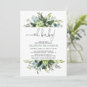 Oh Baby Gender neutrale grüne Blattdusche Einladung (Stehend Vorderseite)