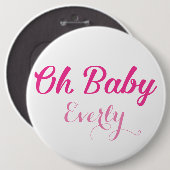 Oh Baby Gender Reveal Pink Girly Girl Button (Vorne & Hinten)